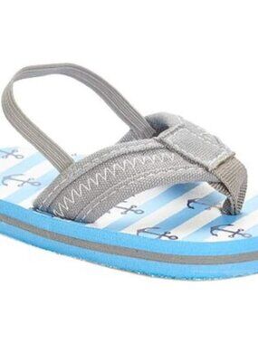 Zac & Evan Toddler/Little Boy Anchors Flip Flops/Sandals, Size 9/10